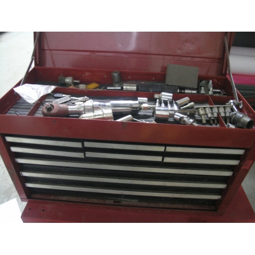Red Sears Craftsman Flip Front 9 Drawer Toolbox W Assorted Tools