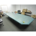 14' Green Boardroom Table w Matching Credenza