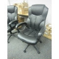 Leather Executive Black Rolling Task Chair w Full Arms