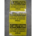 Lot of 3 'Caution Toe Caps Required' Safety Signs