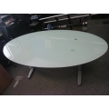 Oval Glass Top Meeting Table Desk 71x40 Adjustable Height