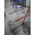 Red 2-Tier Rolling Mail File Cart w Small Handle Basket 34x19x38