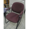 Maroon Sled Style Guest Side Chair with Padded Arms