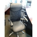 Black Executive Mesh Back Leather Rolling Task Chair w Arms