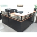 L-Shaped Reception Desk Unit Suite w Privacy Glass
