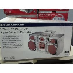 Durabrand 3 Piece AM/FM CD Player Radio Cassette Stereo Pink