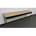 60" Wood Top Long Side Table w Chrome Legs