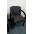 Grey Cloth & Cherry Wood Guest Reception Side Chair