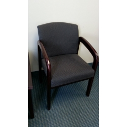 Grey Cloth & Cherry Wood Guest Reception Side Chair