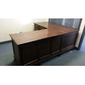 Wood L-Unit Suite Desk w 10-Drawers