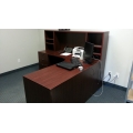 Cherry L-Suite Desk Unit w Box-Box-File & Overhead
