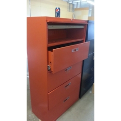 Orange Locking Lateral Filing Cabinet 5-Drawer Flip Front Orange Locking Lateral Filing Cabinet 5-Drawer Flip Front