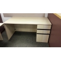 Blonde Office Desk w Locking Box-Box-File