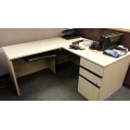 Blonde L-Suite Office Desk w Right Locking Box-Box-File
