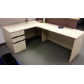 Blonde Office Desk Extended L-Suite w Left Box-Box-File