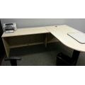Blonde L-Suite Office Desk w Rounded Side