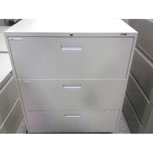 Staples Bisque 3 Drawer Filing Cabinet Lateral Locking 36x18x41