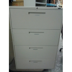 Global Beige 4 Drawer Lateral File Cabinet, Locking