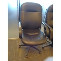 Black Leather High Back Rolling Executive Task Chair w Full Arms