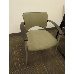 Green Cloth Guest Side Chair w Full Arms