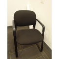 Black Cloth Sleigh Guest Side Chair w Full Arms