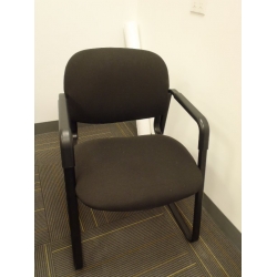 Black Cloth Sleigh Guest Side Chair w Full Arms