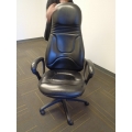 Black Leather High Back Rolling Executive Chair w Full Arms