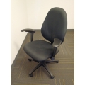 Black Cloth Rolling Office Task Chair w Rotating Arms