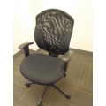 Black Mesh & Cloth Back Rolling Task Office Chair w Arms