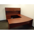Cherry C-Suite Bow Front Office Desk Suite with Ped.