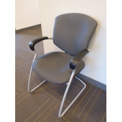 Grey Office Reception Side Guest Chair w Arms