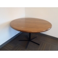 Maple Round Meeting Table w Black Base/Legs & Bull nose 48"