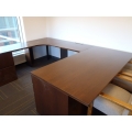 Brown C-Suite Desk Suite,w/ 2-Drawer Locking File Cabinets