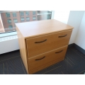Blonde 2-Drawer Lateral Filing Cabinet w Black Handles