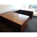 Brown C-Suite Desk Suite,w/ 2-Drawer Locking File Cabinets