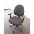 Black Cloth Rolling Task Chair w Round Back & Arms