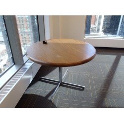 Maple Round Meeting Table w Chrome Base/Legs & Bull Nose