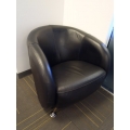 Black Leather Bucket Style Reception Chair