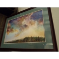 Painting of A Forest & Colorful Sky Apx 36x48