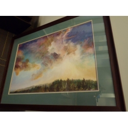 Painting of A Forest & Colorful Sky Apx 36x48