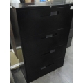 Black Locking 4-Drawer Filing Cabinet Lateral Locking w Keys