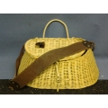 Fishing Creel Woven Basket w/ Leather Strap