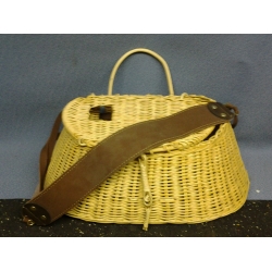 Fishing Creel Woven Basket w/ Leather Strap