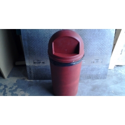 Red Rubbermaid Garbage Bin Single-Door Domed Receptacles