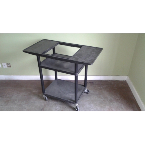 Black Rubbermaid 3 Tier Rolling Media Audio Visual Av Cart