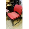 Red Herman Miller Plastic Chair Black Steel Frame Stacking Chair