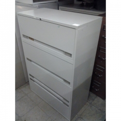 Beige 4 Drawer Lateral Locking File Cabinet 36" x 18" x 53"