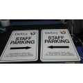 Lot of 5 Directional Staff Parking Street Signs Left and Right Lot of 5 Directional Staff Parking Street Signs Left and Right