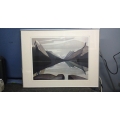 28 inch x 23 inch scenic Mountain Artwork with frame