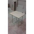 Brown Student Side Table w Chrome Legs